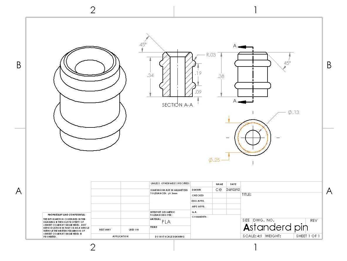Figure 4: Push Pin CAD Drawing